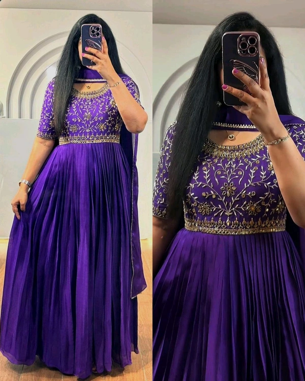 Grand Look Gown With Dupatta - L, Pigment Indigo