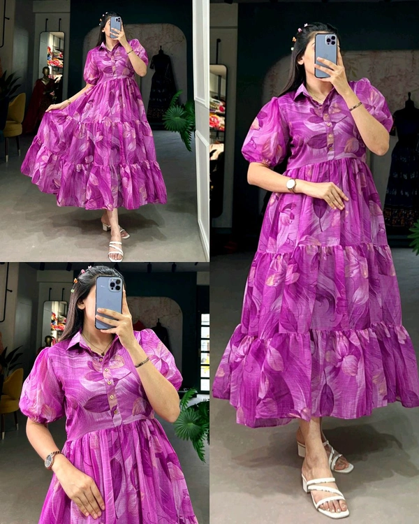Summer Style Chiffon Maxi Frock Collection - Pink, M