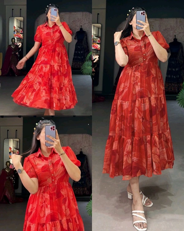 Summer Style Chiffon Maxi Frock Collection - Maroon, XL