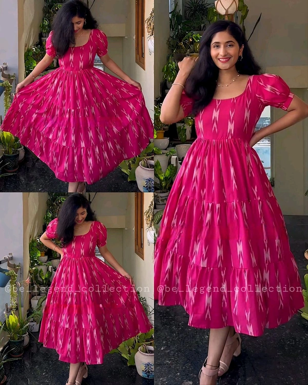 Beautiful Printed cotton Middi with heart neck Gown Dress - 3XL