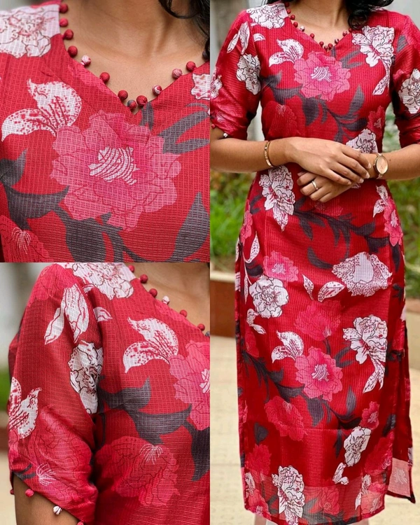 Summer season special Daily routine office work light weight kota cotton V- shape kurti (Only Kurti) - M