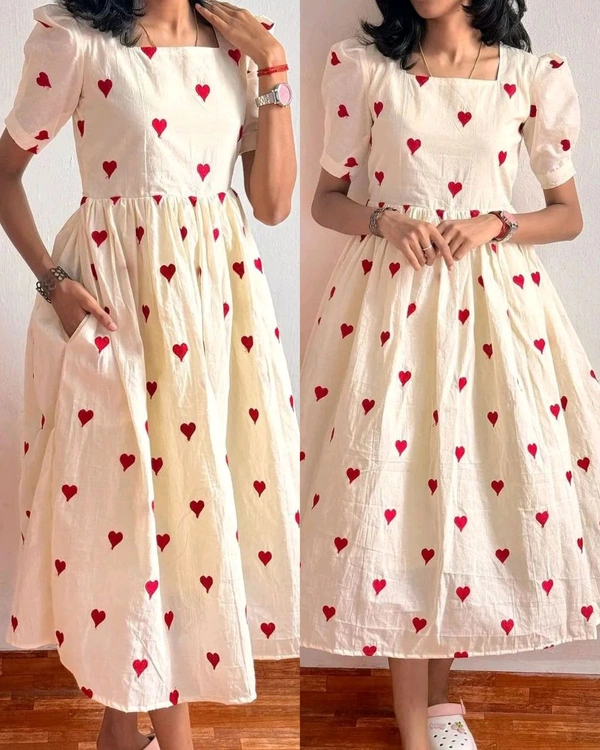Beautiful Heart Midi Dress For Women's - M