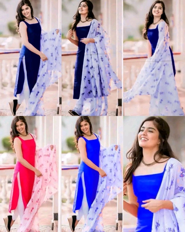 Beautiful Kurti With Duppata Set - Blue, L
