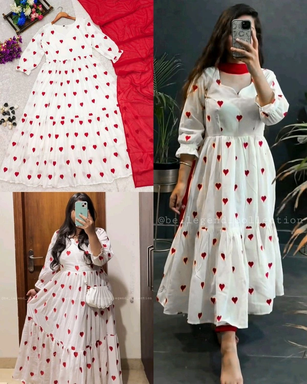 Trendy Perfect pretty fit for Party Wear With beautiful heart Suit Set❤️ & Dupptta just makes its more beautiful 🤍❤️ - M