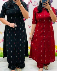 Launching Designer Co-Ords set in *Aline kurti pattern paired with Ankle length pant  - Wine, S