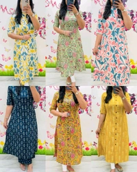 Launching Designer Co-Ords set in *Aline kurti pattern paired with Ankle length pant  - Wine, S