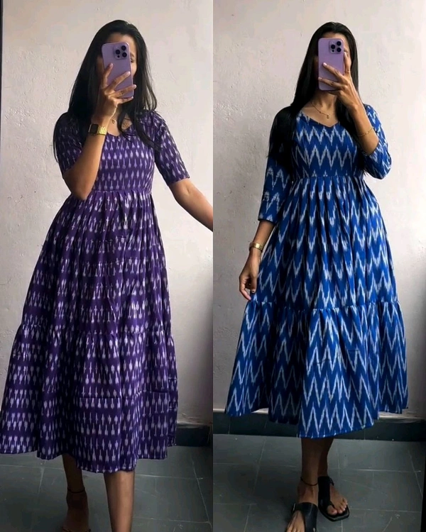 New Designer Ikkat Frock😍 - Pigment Indigo, 2XL