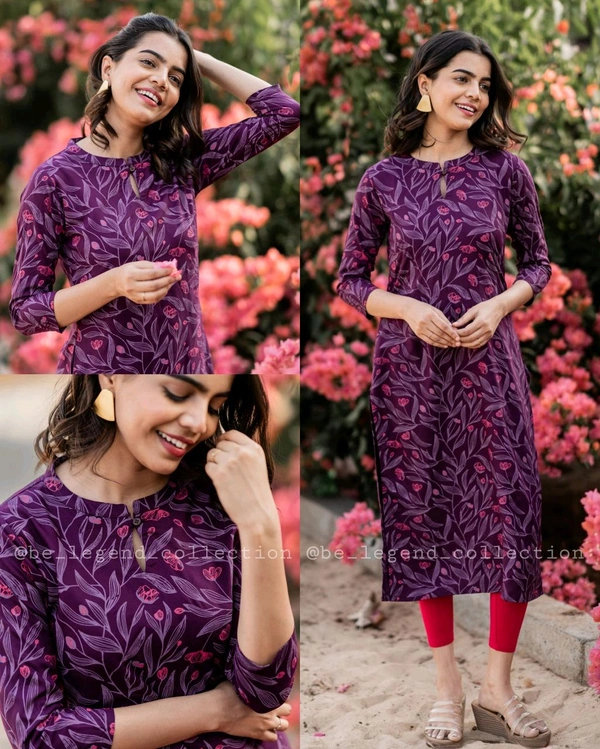 Elegant Print Kurti - Purple, 2XL