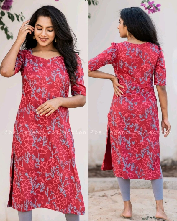 Elegant Print Kurti - Red, M