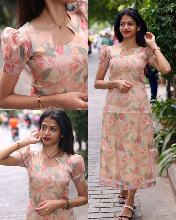 Digital print orgnaza kurti  - S