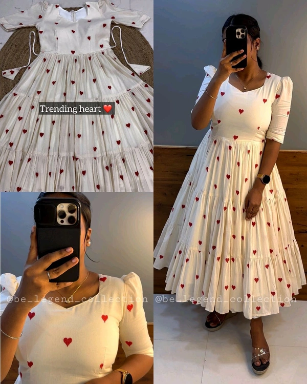 Trending Heart Midi ❤️🖤 - White & Red, XL