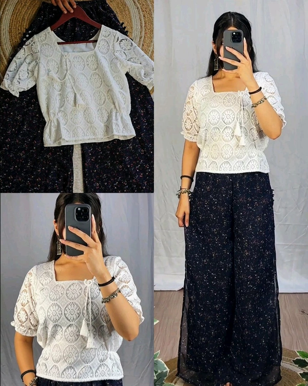Trendy Top and Plazzo Bottom Outfit - L