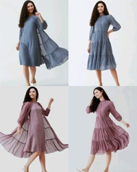 Latest Premium Quality Beautiful Georgette Woven Zikzak Jacket Kurta - Curious Blue, S