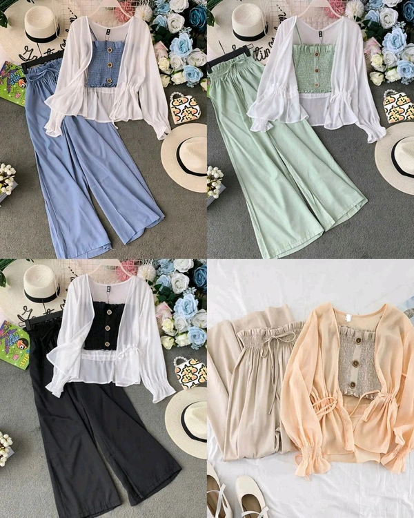 Korean Style Top & Bottom Sets - Lite Green, S