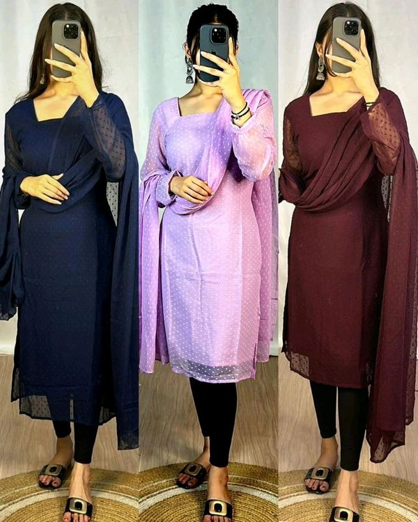 Trending kurti with dupatta with New Colours beautiful colours  - Navy Blue, XL