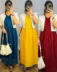 New Stylish Gown with Coat - Ice Blue, XL
