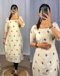 Daily Wear Beautiful ❤️ Embroidery Kurti - Red, M
