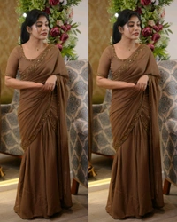 30 Secounds Gown Saree - Rani Pink, S
