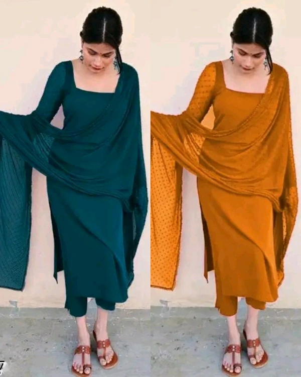 Trendy Kurta Full Sets with New Colours - Teal, 2XL