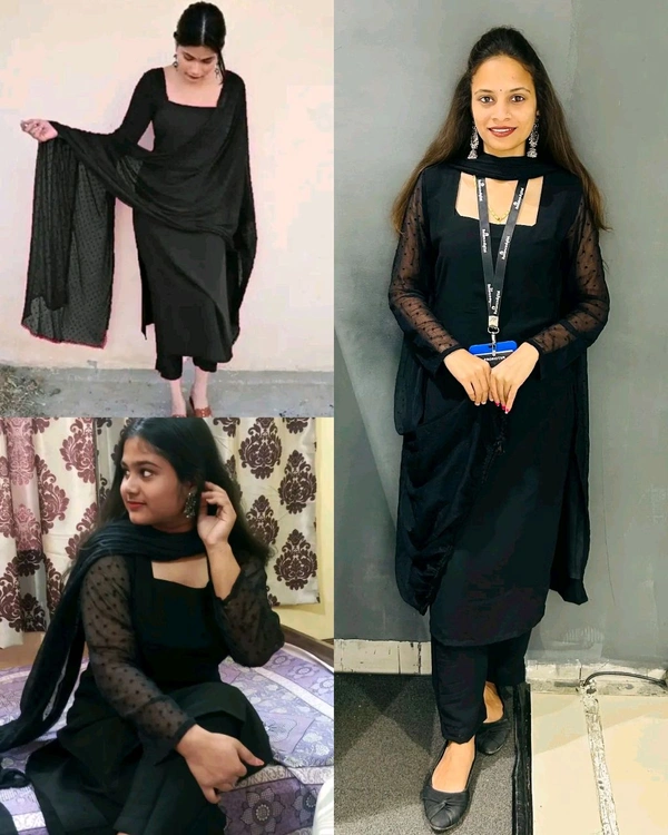 Trendy Kurta Full Sets with New Colours - Black, M