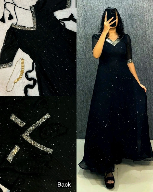 Trendy Black Love Gown - 3XL