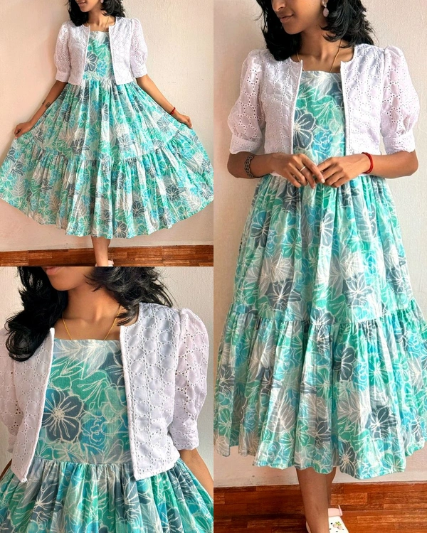Beautiful flowers print maxi with hakoba koti - M