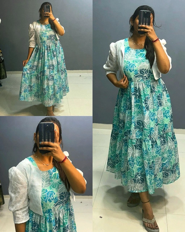 Beautiful flowers print maxi with hakoba koti - 3XL