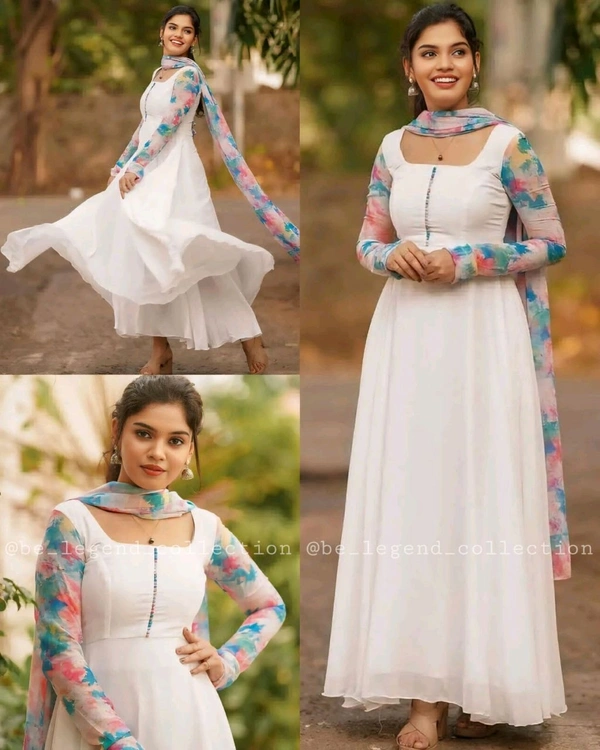 Trendy kurti with dupatta - White, XL