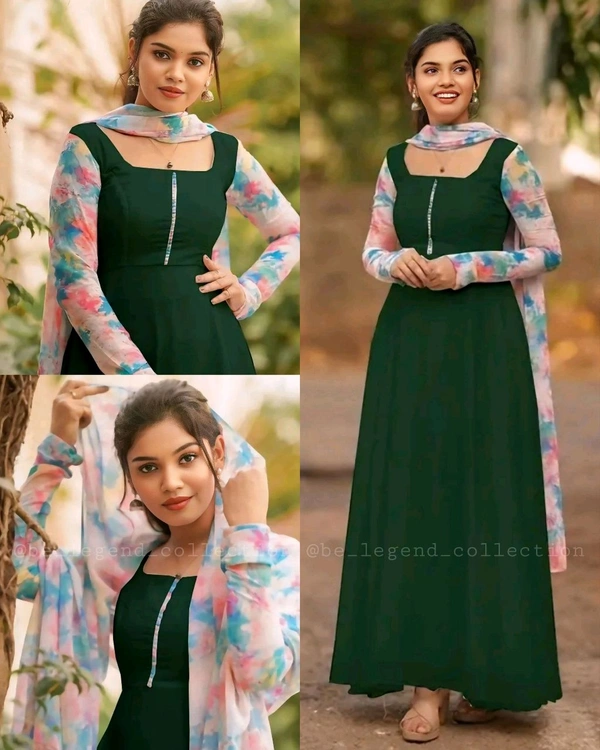 Trendy kurti with dupatta - Green, L