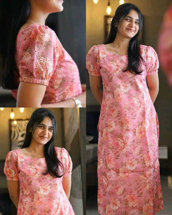 Introducing Beautiful A Line Kurti blended with modern neckline and beautiful Floral  - M