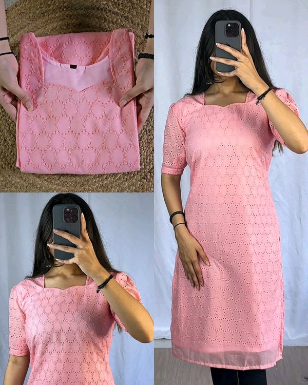 Trendy Hakoba Kurti - L, Pink