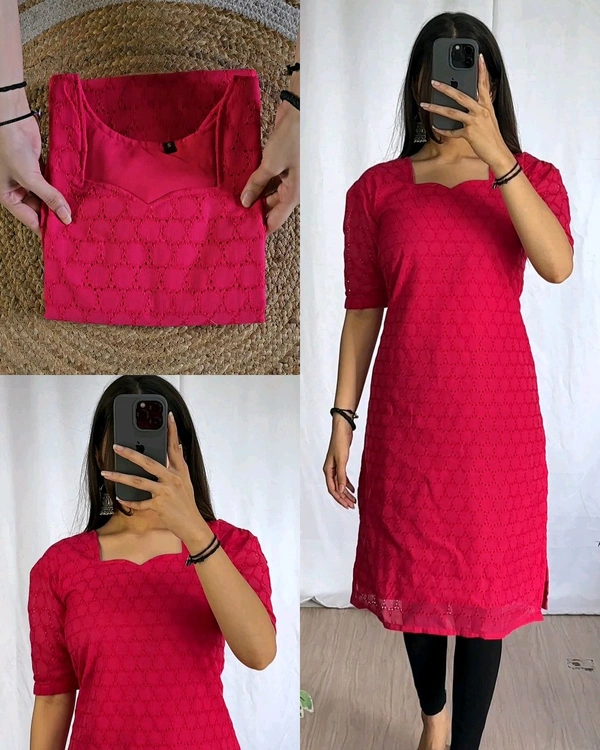 Trendy Hakoba Kurti - XL, Dark Pink