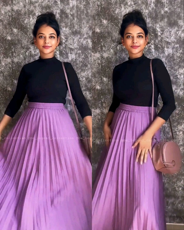 Trendy Combo Latest Womens Tops & Skirt - Mauve, S