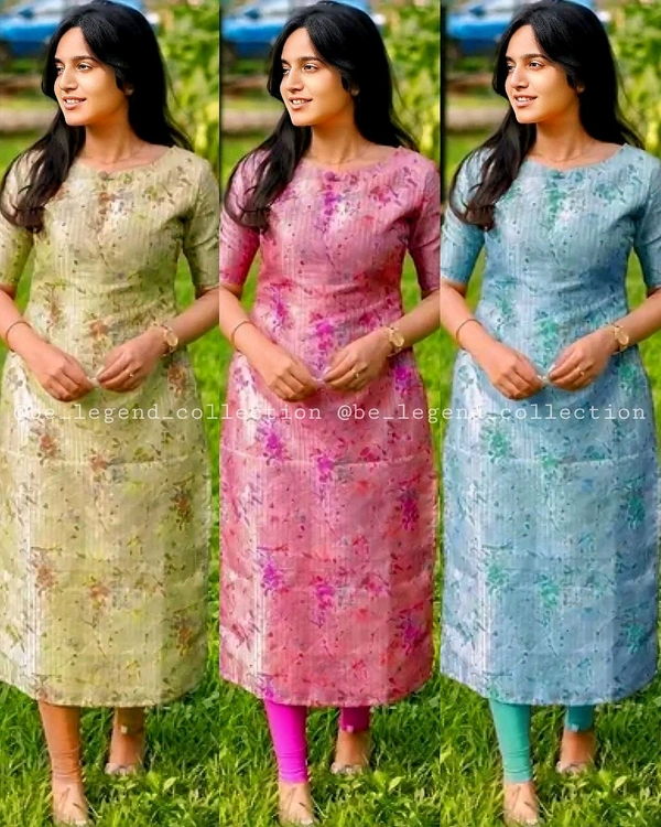 READY TO WEAR CHANDERI COTTON DIGITAL PRINTED KURTI FOR DAILY AND OFFICE COMFORTABLE WEAR - Blue, XL