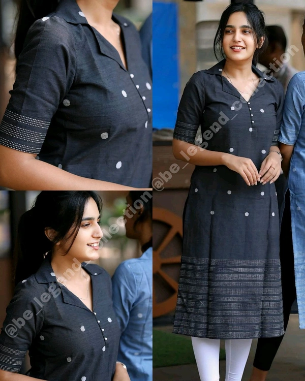 Women's Regular Fit Cotton Aline Kurti - Navy Blue, L