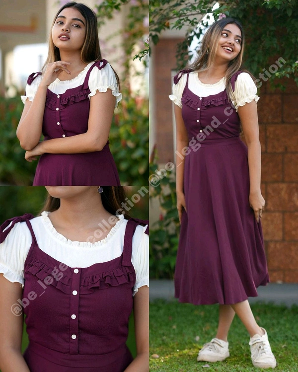 STYLISH dungaree & dress whith white top fore women - 4XL