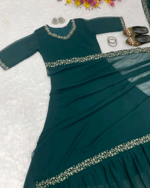 30 Secounds Gown Saree - S, Teal