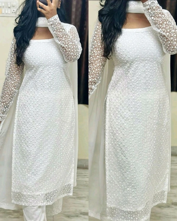 New beautiful White Colour Kurta with Dupatta - XL