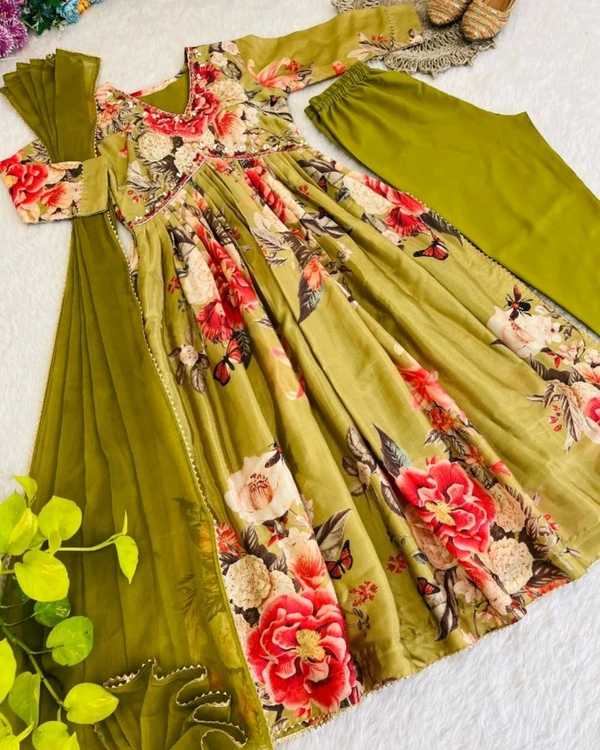 New Special Party wear Aliya cut Dresses  - 2XL, Green Smoke