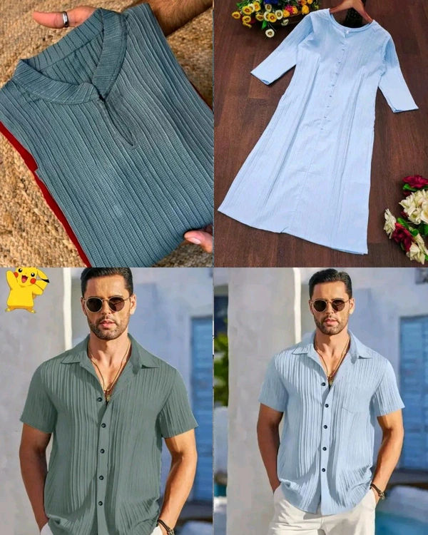 Popcorn Couple Dress ORDER SEPARTE🩷  - XL, Lite Blue Women