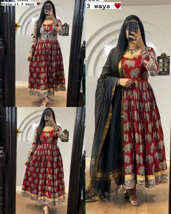 Style in 3 way Gown+Coat+Dupatta - 2XL