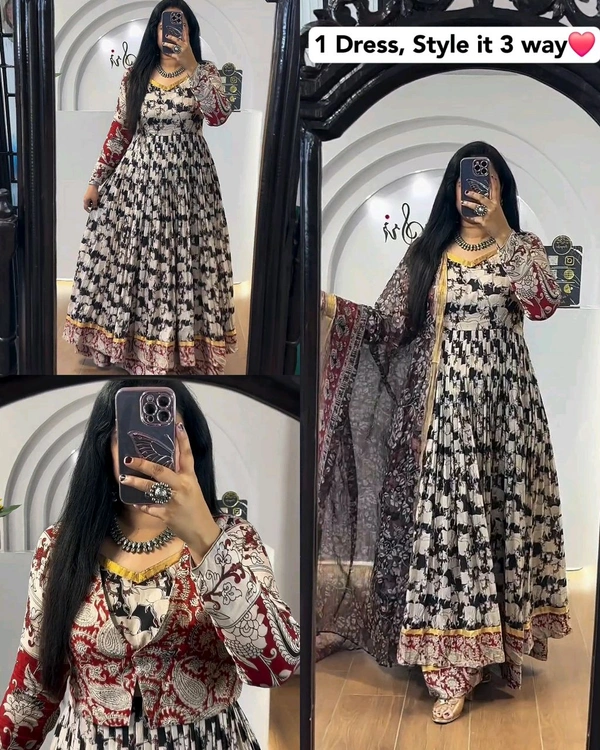 Style in 3 way Gown+Coat+Dupatta - XL