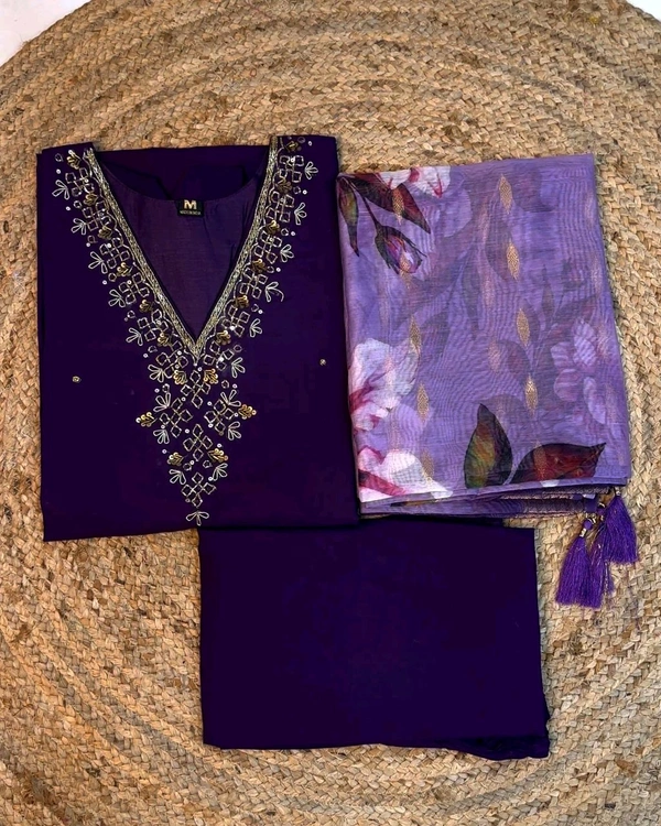Hand work Kurtas for functions Kurti + pant + dupata - Cherry Pie, 2XL