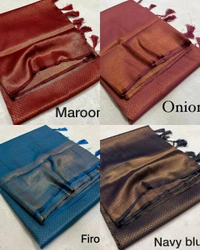 Very Exclusive Premium Copper Softy Kuberpattu with rich copper two tone zari - Red Orange, Free Size