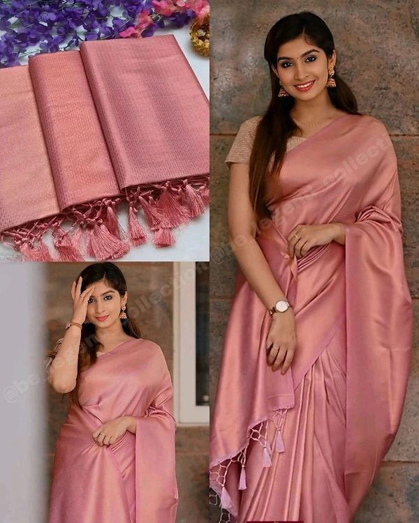 Very Exclusive Premium Copper Softy Kuberpattu with rich copper two tone zari - Baby Pink, Free Size