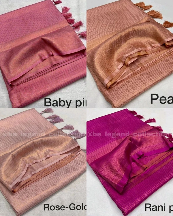 Very Exclusive Premium Copper Softy Kuberpattu with rich copper two tone zari - Peach, Free Size