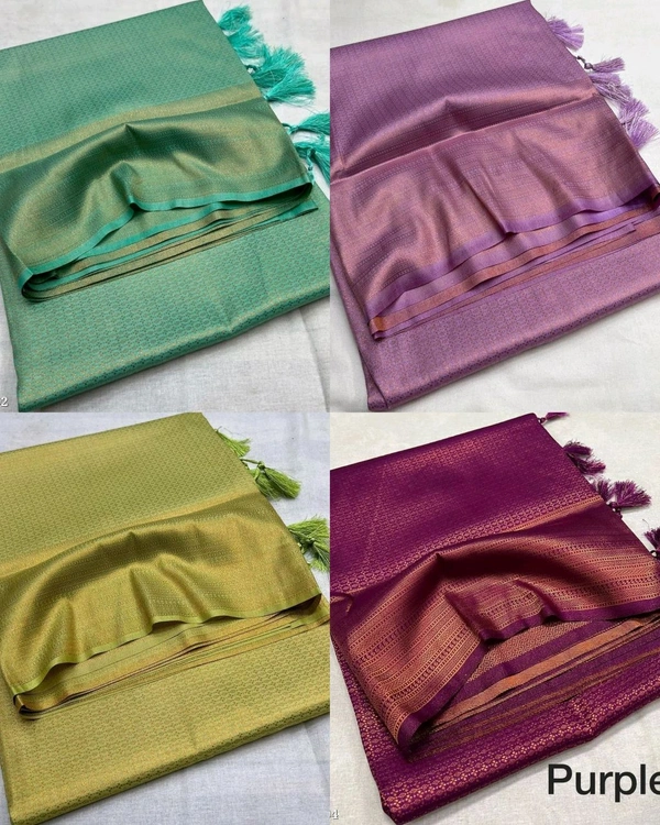 Very Exclusive Premium Copper Softy Kuberpattu with rich copper two tone zari - Purple, Free Size