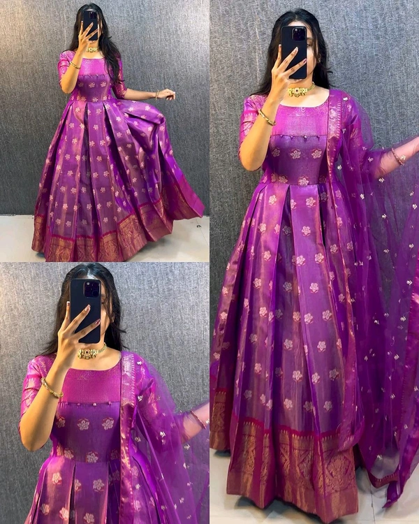 UPCOMING WEDDING SERIES GOWN WITH DUPPTA - Pink, XL