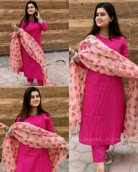 New Fabulous Full Set Kurta with Dupatta and Bottomwear - Purple, S