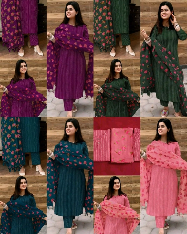 New Fabulous Full Set Kurta with Dupatta and Bottomwear - Teal Blue, M